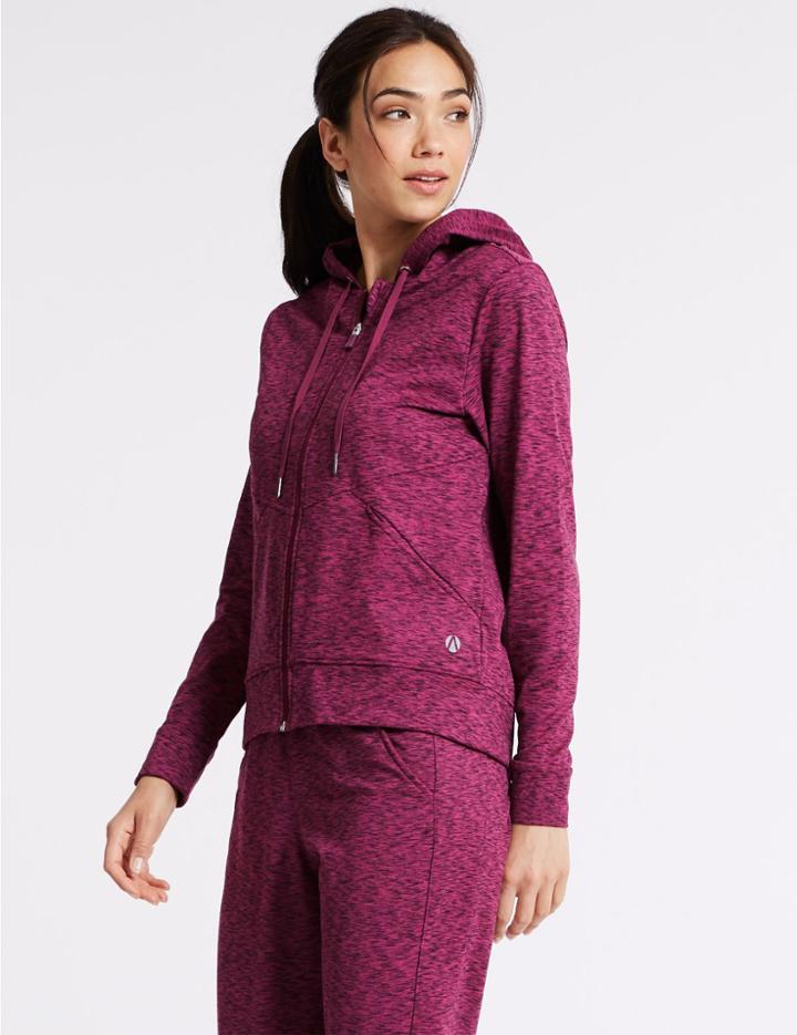 Marks & Spencer Brushed Hooded Top Dark Magenta