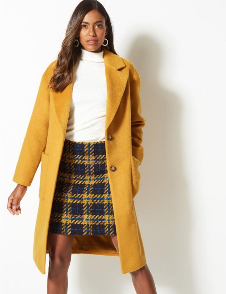 Marks & Spencer Single Breasted Coat Ochre