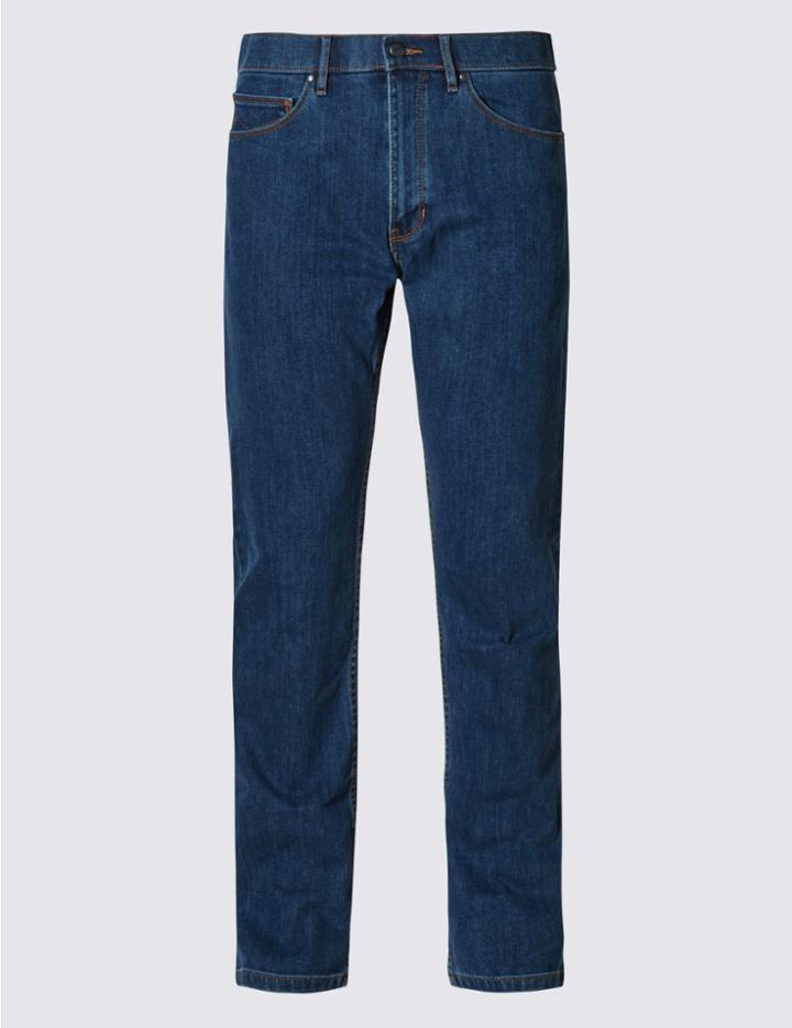 Marks & Spencer Straight Fit Stretch Water Resistant Jeans Medium Blue