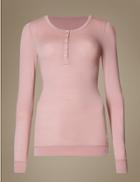 Marks & Spencer Long Sleeve Thermal Top Soft Pink