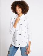 Marks & Spencer Pure Cotton Embroidered Long Sleeve Shirt Soft White