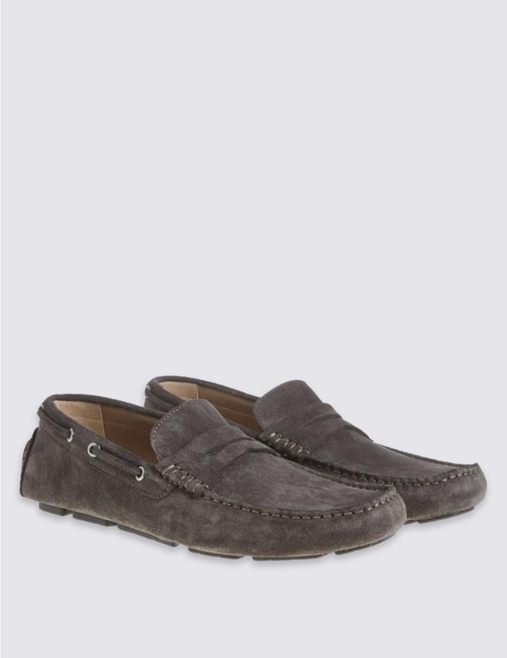 Marks & Spencer Suede Driver Slip-on Shoes Grey