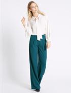 Marks & Spencer Waist Button Pleated Trousers Teal