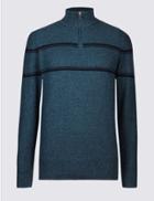 Marks & Spencer Pure Cotton Striped Jumper Dark Denim
