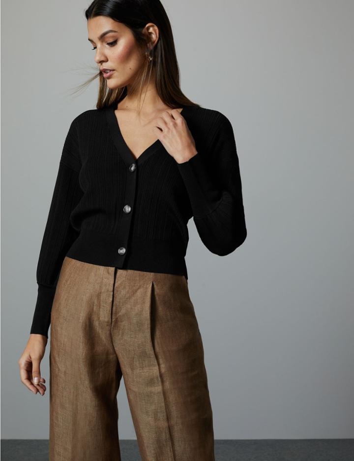 Marks & Spencer Textured V-neck Cardigan Black