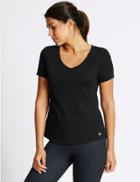 Marks & Spencer Cotton Rich Quick Dry Short Sleeve Top Black