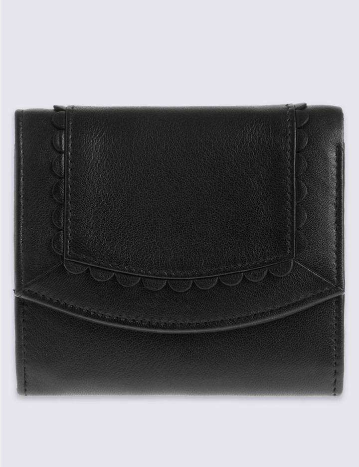Marks & Spencer Leather Scallop Sunray Purse With Cardsafe&trade; Black