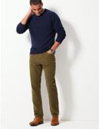 Marks & Spencer Italian Moleskin Regular Fit 5 Pocket Trousers Khaki