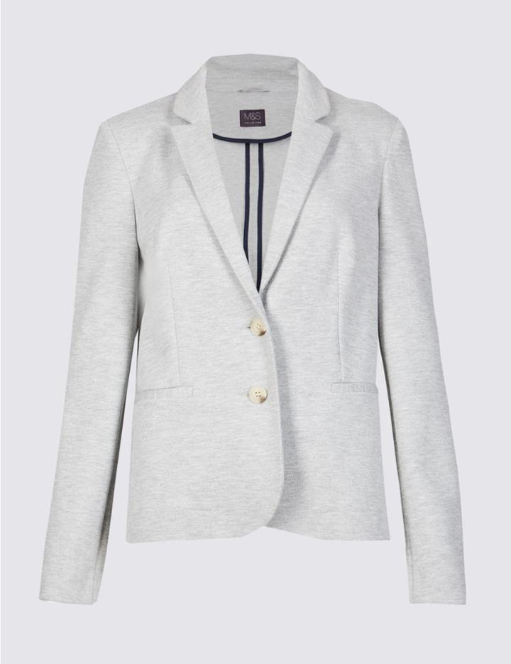Marks & Spencer Textured Single Breasted Blazer Grey