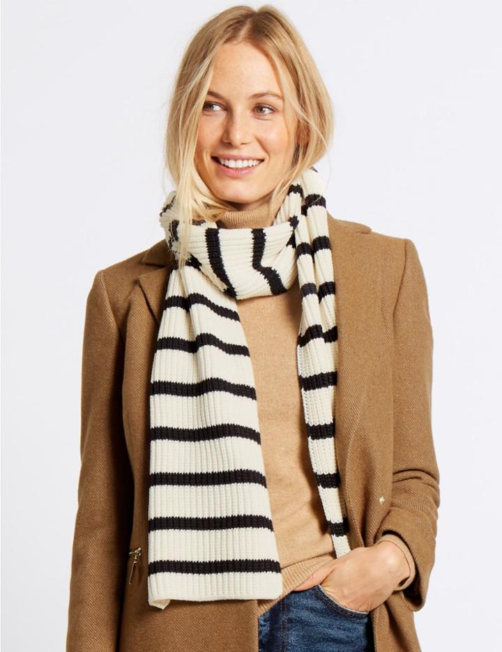 Marks & Spencer Striped Scarf Cream Mix