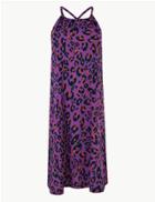 Marks & Spencer Animal Print Woven Slip Beach Dress Purple Mix