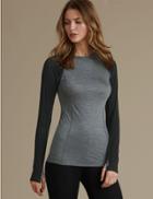 Marks & Spencer Long Sleeve Thermal Top With Merino Wool Black Mix