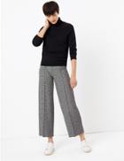 Marks & Spencer Checked Wide Leg Trousers Grey Mix