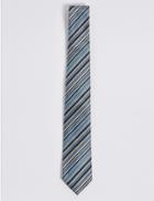 Marks & Spencer Striped Multi Colour Tie Pale Pink Mix