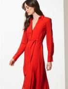 Marks & Spencer Long Sleeve Shirt Midi Dress Red