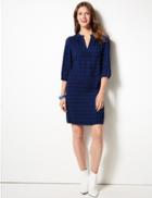 Marks & Spencer Printed 3/4 Sleeve Shift Dress Blue Mix