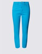 Marks & Spencer Mid Rise Cropped Skinny Leg Jeans Turquoise