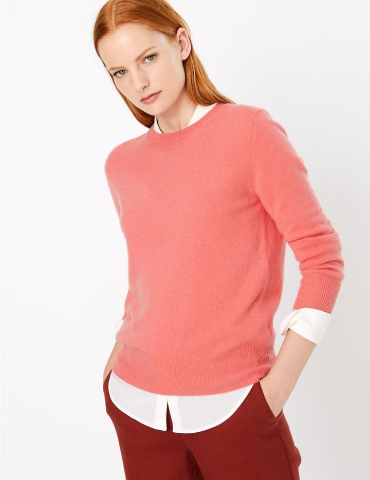 Marks & Spencer Pure Cashmere Crew Neck Jumper Hot Bronze