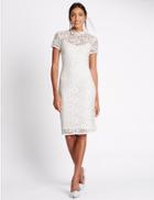 Marks & Spencer Floral Lace Short Sleeve Dress Ivory