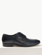 Marks & Spencer Leather Almond Toe Brogue Shoes Navy