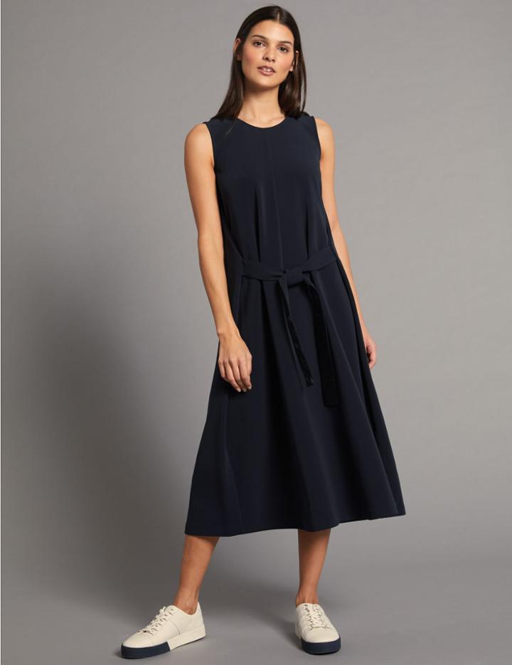 Marks & Spencer Tie Front Sleeveless Midi Dress Navy