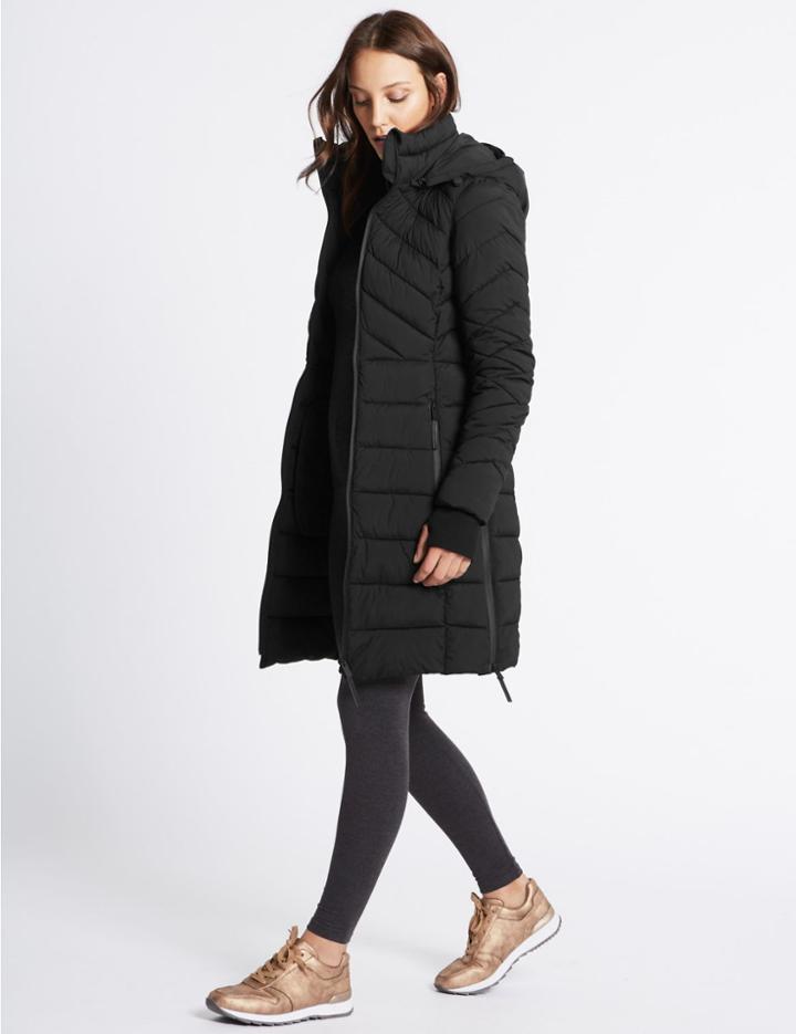 Marks & Spencer Padded Jacket With Detachable Hood Black