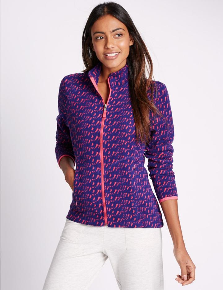 Marks & Spencer Printed Fleece Jacket Pink Mix