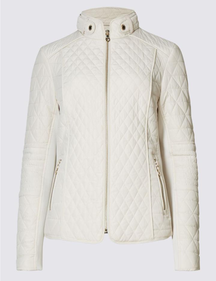 Marks & Spencer Padded & Quilted Jacket With Stormwear&trade; Neutral