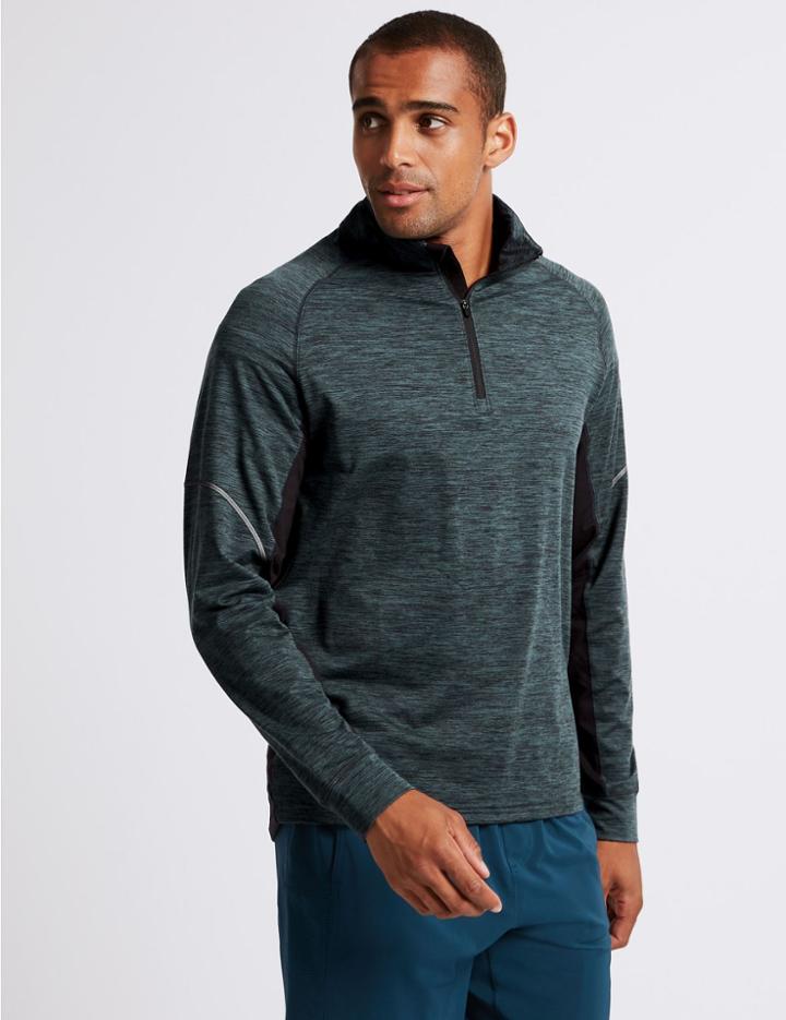 Marks & Spencer Acitve Slim Fit Textured Zipped Through Top Navy Mix