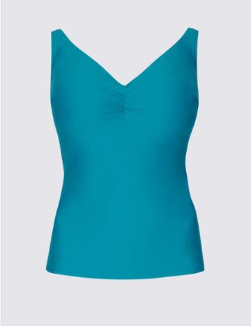Marks & Spencer Non-padded Plunge Tankini Top Dd-g Kingfisher