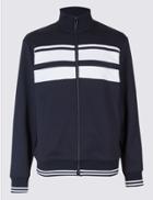 Marks & Spencer Cotton Blend Zipped Through Sweatshirt Navy