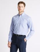 Marks & Spencer Pure Cotton Regular Fit Oxford Shirt Blue Mix