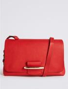 Marks & Spencer Faux Leather Bar Detail Shoulder Bag Red