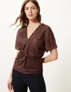 Marks & Spencer Animal Print V-neck Regular Fit Shell Top Brown Mix