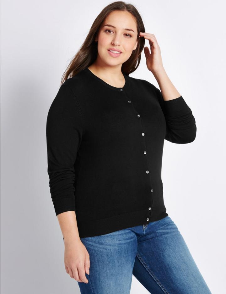Marks & Spencer Curve Round Neck Cardigan Black