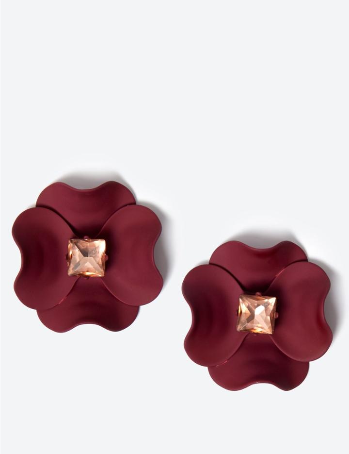 Marks & Spencer 3d Floral Stud Earrings Berry