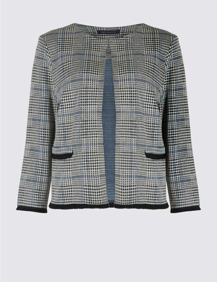 Marks & Spencer Checked Jersey Blazer Grey Mix