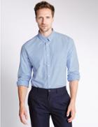 Marks & Spencer Pure Cotton Oxford Shirt With Pocket Blue