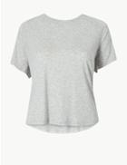 Marks & Spencer Quick Dry Round Neck Sport Top Grey Marl
