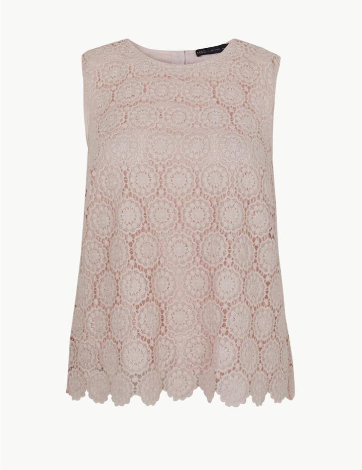 Marks & Spencer Lace Shell Top Pink