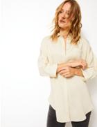 Marks & Spencer Relaxed 3/4 Sleeve Shirt Cream
