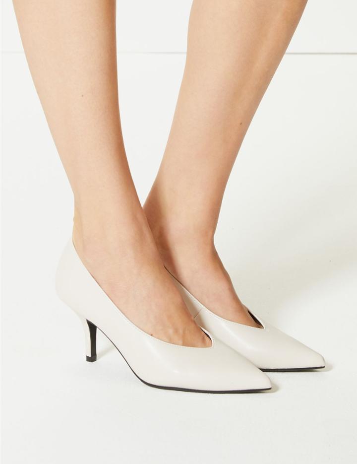 Marks & Spencer Stiletto Heel High Cut Court Shoes White