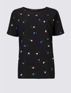 Marks & Spencer Printed Round Neck Short Sleeve T-shirt Black Mix