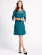Marks & Spencer Polka Dot Flare Sleeve Tunic Dress Teal