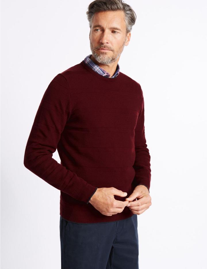 Marks & Spencer Cotton Rich Textured Jumper Cranberry