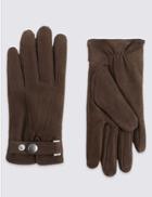Marks & Spencer Leather Thinsulate&trade; Gloves With Adjustable Cuffs Black