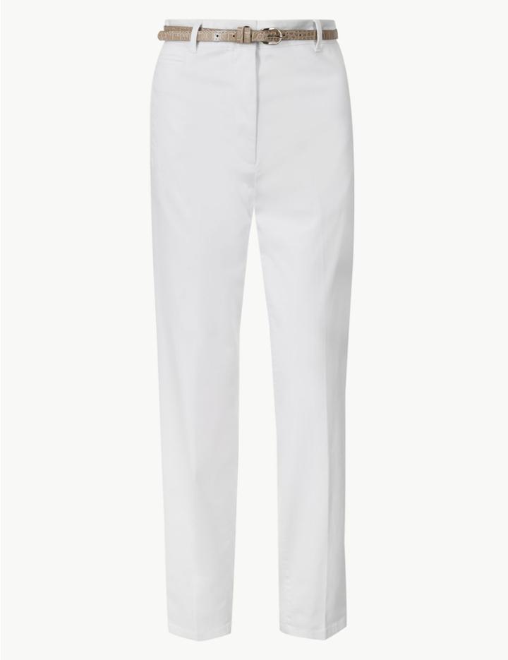 Marks & Spencer Tapered Leg Ankle Grazer Chinos Soft White