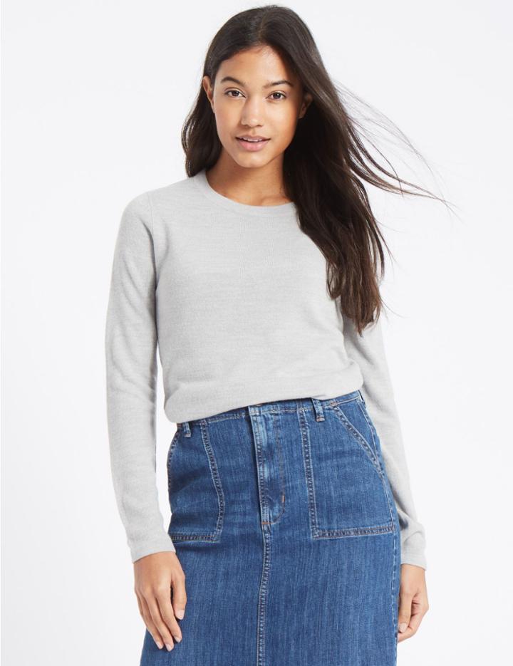 Marks & Spencer Soft Ribbed Round Neck Jumper Grey