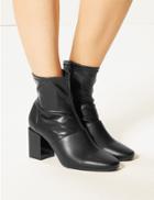 Marks & Spencer Feature Heel Stretch Ankle Boots Black