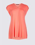 Marks & Spencer Curve Pleat Detail V-neck Vest Top Coral